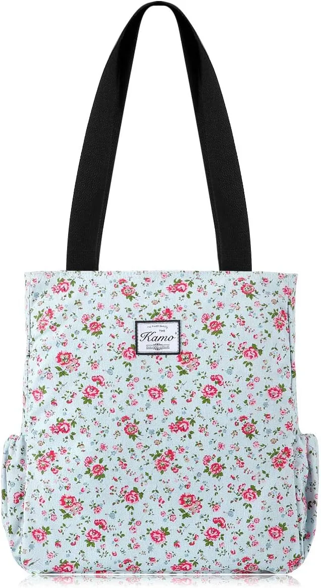 KAMO Floral Tote Bag - Waterproof Lightweight Handbags Travel Shoulder Bag for Hiking Yoga Gym Swimming Travel Beach