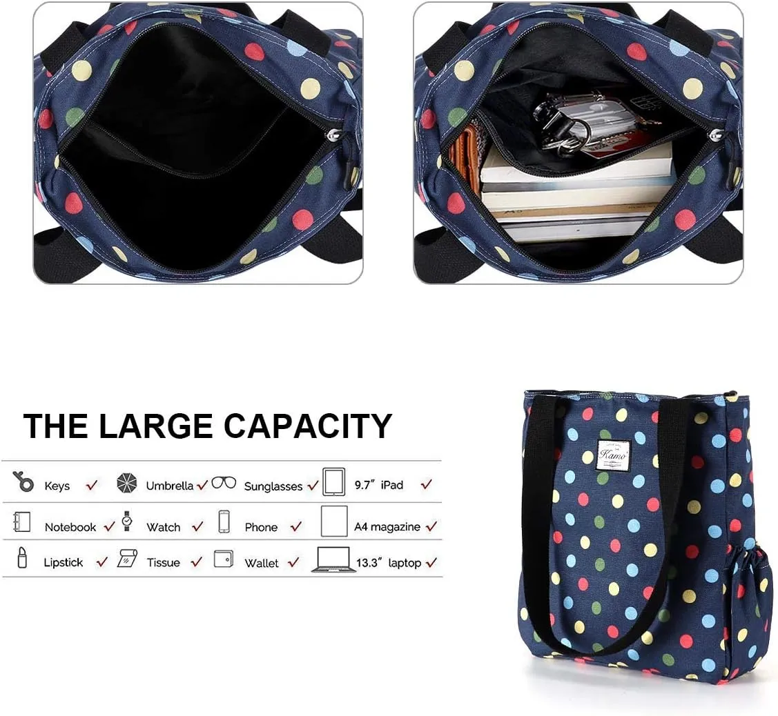 KAMO Floral Tote Bag - Waterproof Lightweight Handbags Travel Shoulder Bag for Hiking Yoga Gym Swimming Travel Beach