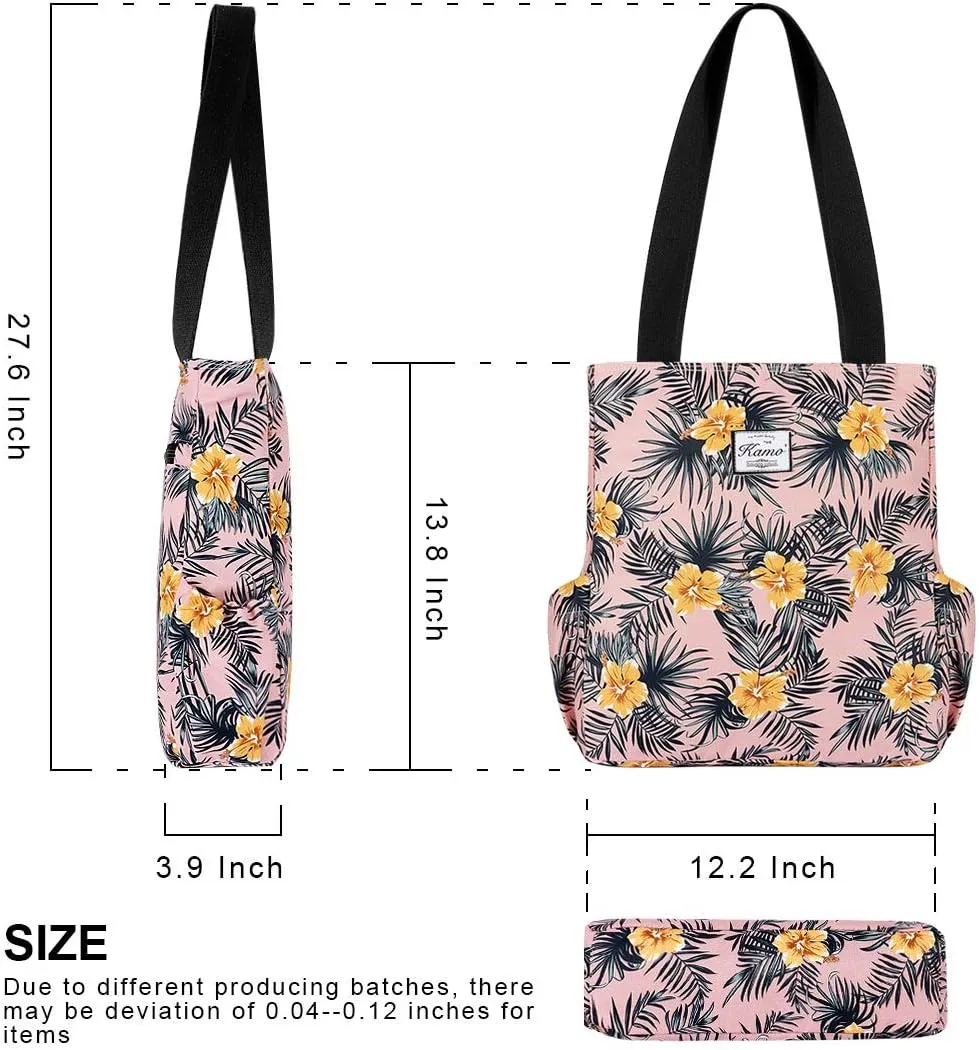 KAMO Floral Tote Bag - Waterproof Lightweight Handbags Travel Shoulder Bag for Hiking Yoga Gym Swimming Travel Beach
