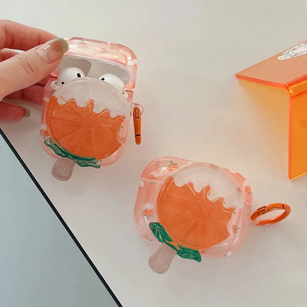 Kawaii Strawberry & Orange Popsicle AirPods Case 🍓🍊 | Soft Silicone Protection with Keyring for AirPods 1/2/Pro/3