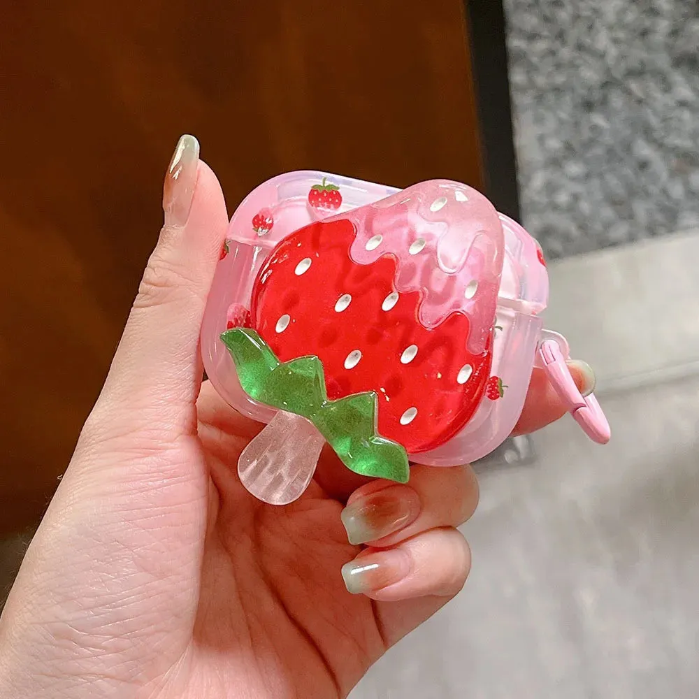 Kawaii Strawberry & Orange Popsicle AirPods Case 🍓🍊 | Soft Silicone Protection with Keyring for AirPods 1/2/Pro/3