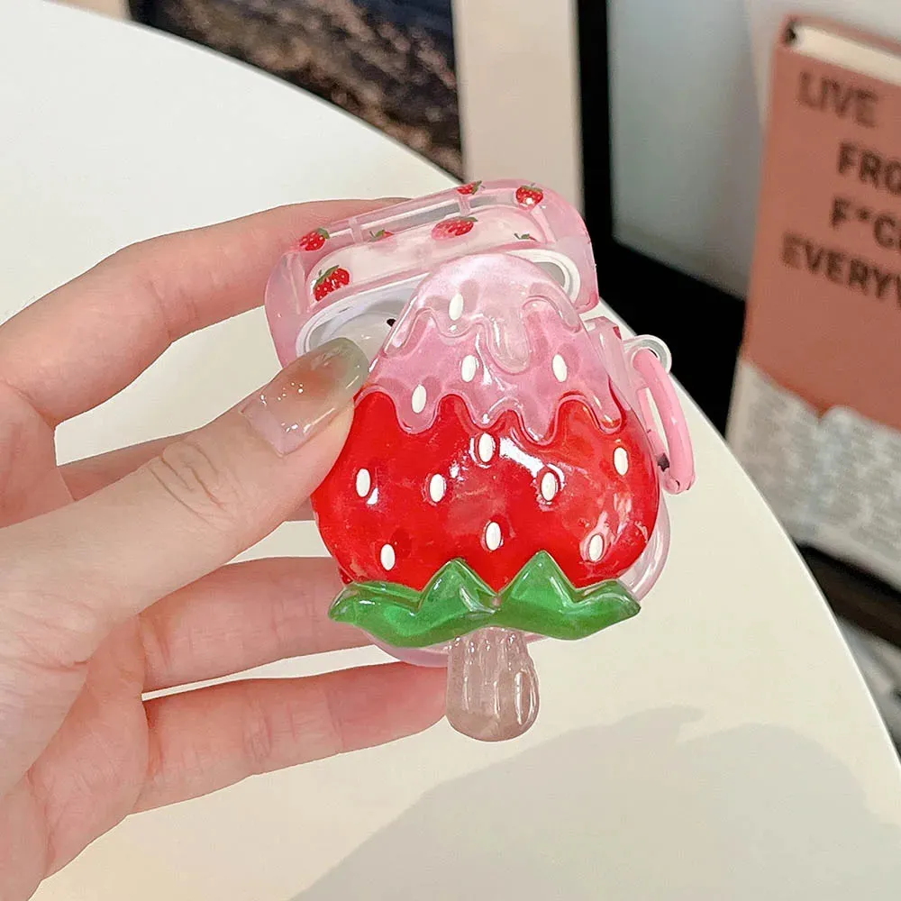Kawaii Strawberry & Orange Popsicle AirPods Case 🍓🍊 | Soft Silicone Protection with Keyring for AirPods 1/2/Pro/3