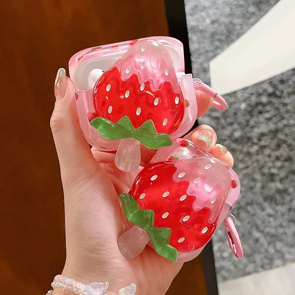 Kawaii Strawberry & Orange Popsicle AirPods Case 🍓🍊 | Soft Silicone Protection with Keyring for AirPods 1/2/Pro/3