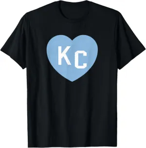 KC Heart 2-Letter KC (Kansas City) Love Powder Blue T-Shirt
