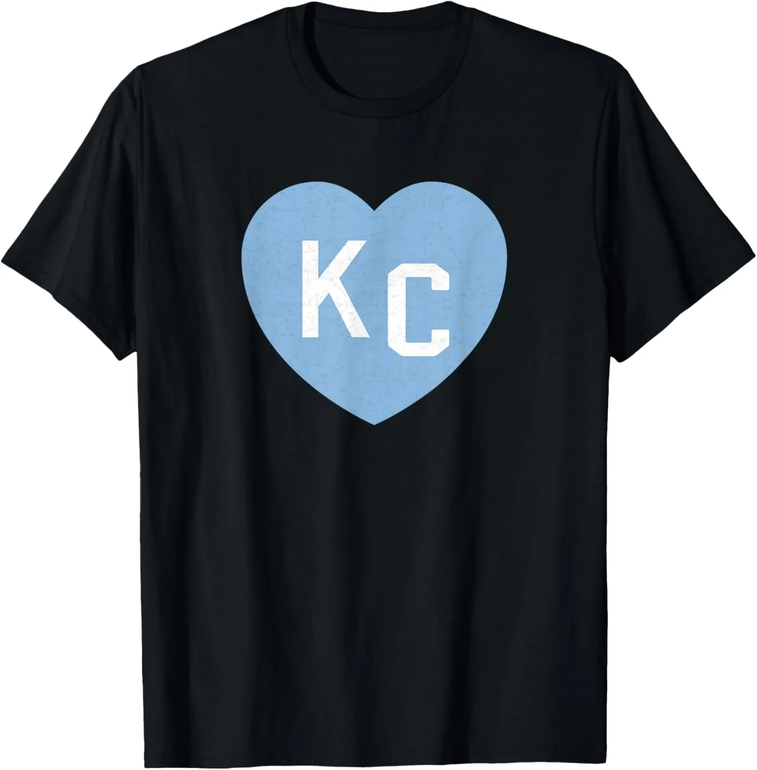 KC Heart 2-Letter KC (Kansas City) Love Powder Blue T-Shirt