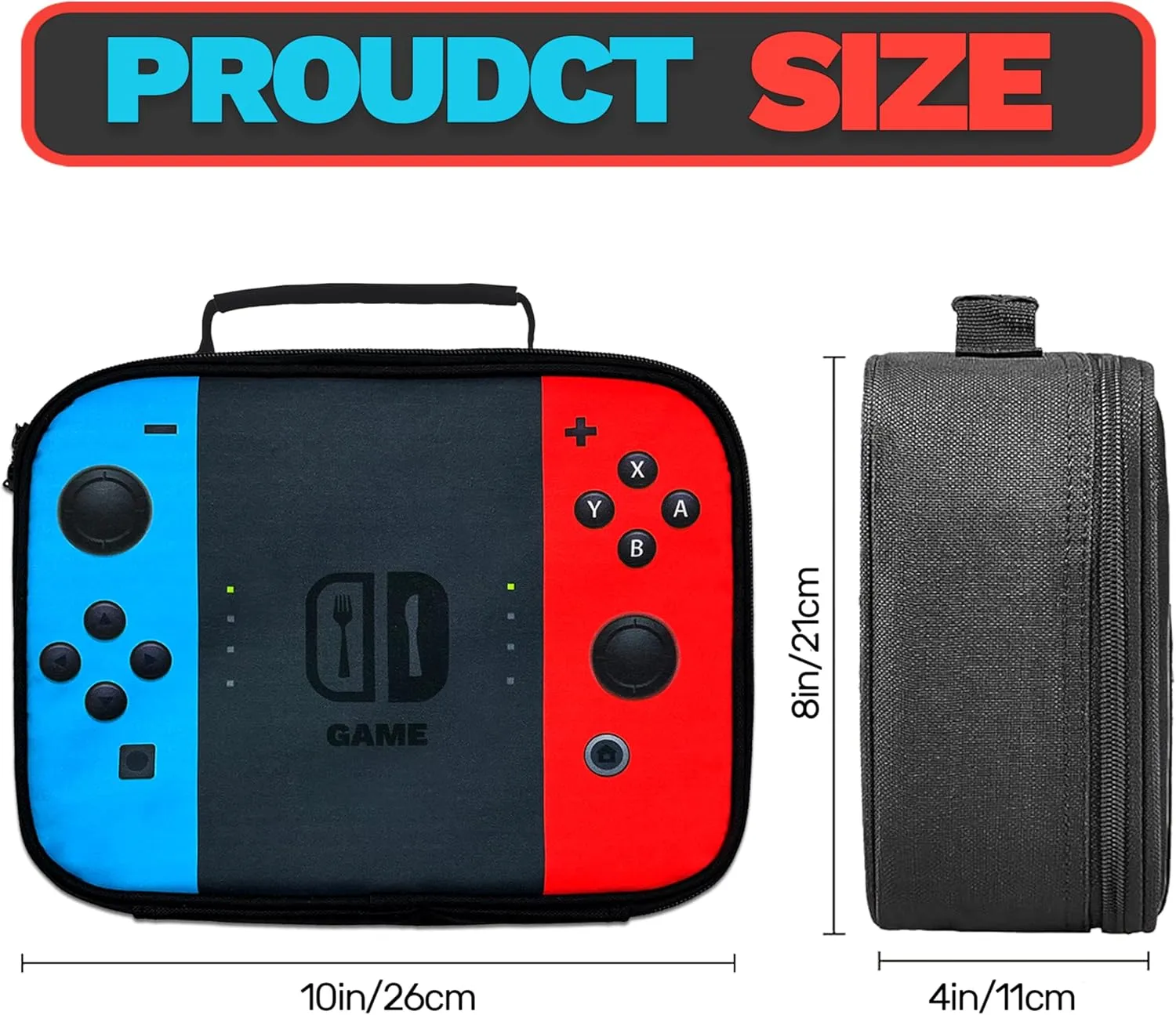 Kids Lunch Box Lunch Bag for Boys Girls, Reusable Insulated Game Lunch Boxes Gamer Tote Bag, High Capacity Leakproof Thermal Cooler Sack Food Handbags for School Work Picnic Camping Gifts