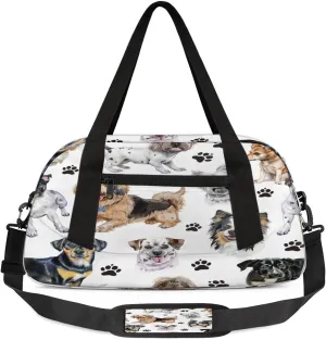 Kids Overnighter Duffel Bags for Boys & Girls,Cute Dog Puppy Pets Domestic Animals Travel Bags for Toddler Weekender Bag Childrens Gym Sports