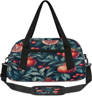 Kids Overnighter Duffel Bags for Boys & Girls,Pomegranates And Leaves Travel Bags for Toddler Weekender Bag Childrens Gym Sports