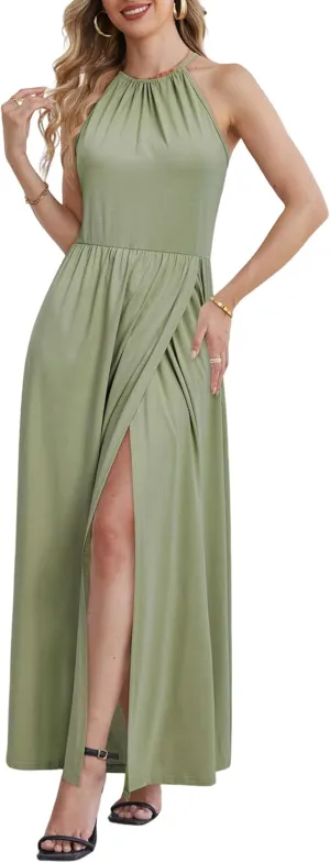 KILIG Women's Summer Maxi Dress 2025 Casual Sleeveless Split Floral Sundress Beach Vacation Flowy Long Dresses