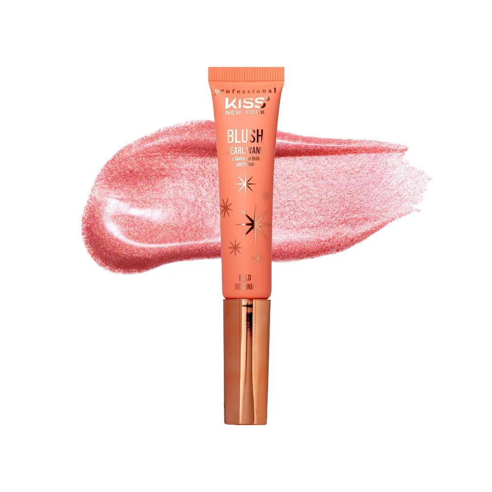 KISS NEW YORK PROFESSIONAL – Pearl Blush Wand | Radiant Finish   Cushion Applicator | Shades 02–05