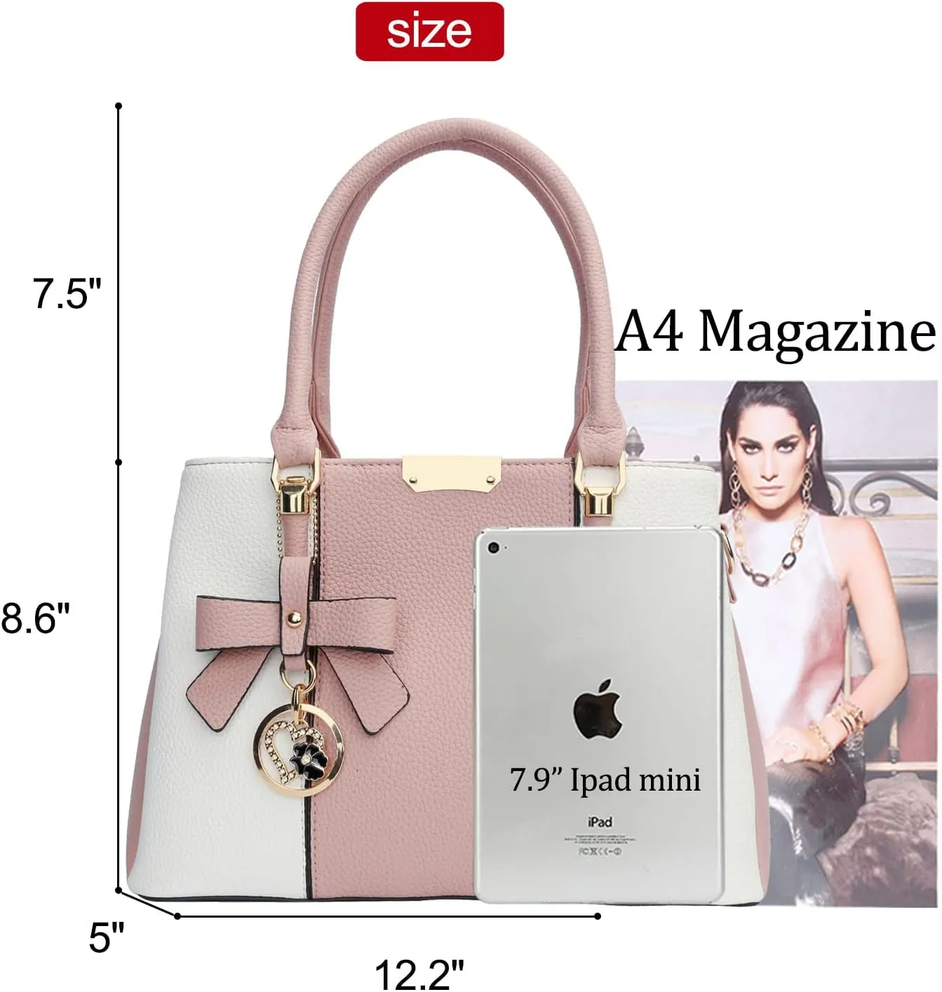 KKXIU 3 Zippered Compartments Purses and Handbags for Women Top Handle Satchel Shoulder Ladies Bags