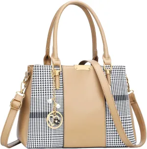 KKXIU 3 Zippered Compartments Purses and Handbags for Women Top Handle Satchel Shoulder Ladies Bags