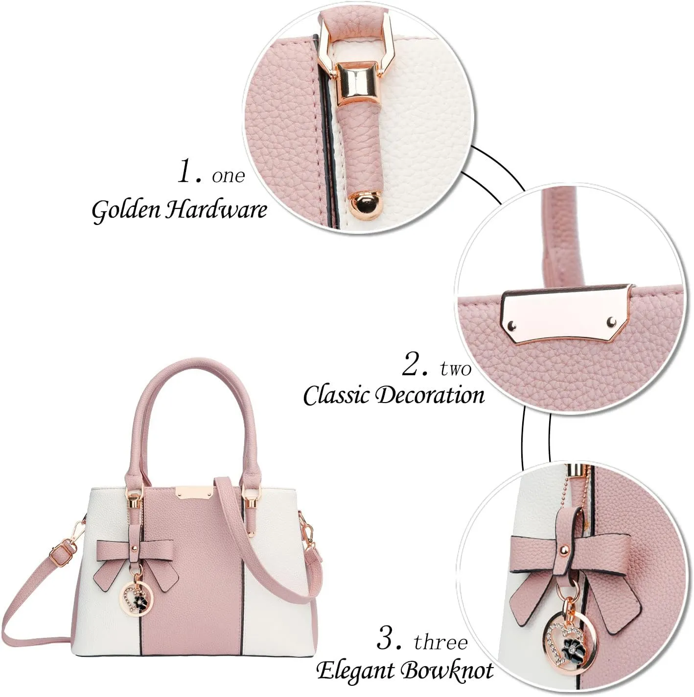 KKXIU 3 Zippered Compartments Purses and Handbags for Women Top Handle Satchel Shoulder Ladies Bags