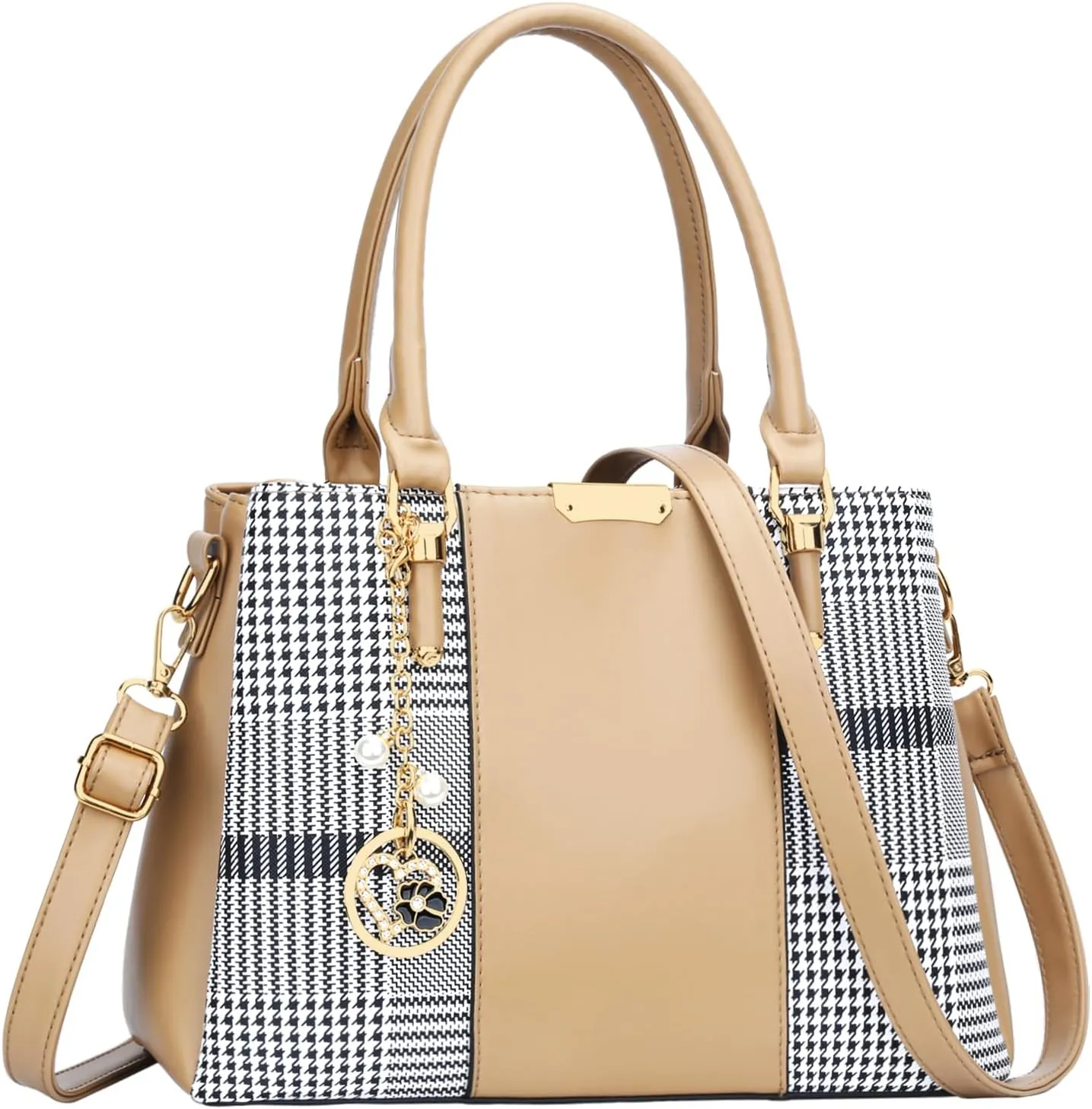KKXIU 3 Zippered Compartments Purses and Handbags for Women Top Handle Satchel Shoulder Ladies Bags