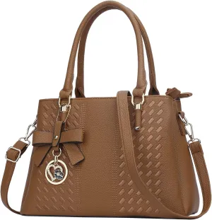 KKXIU Women Satchel Bags Handle Shoulder Handbags and Purses Pockets Zipper Leather Crossbody Bags