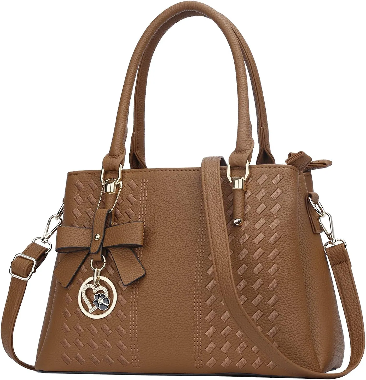 KKXIU Women Satchel Bags Handle Shoulder Handbags and Purses Pockets Zipper Leather Crossbody Bags