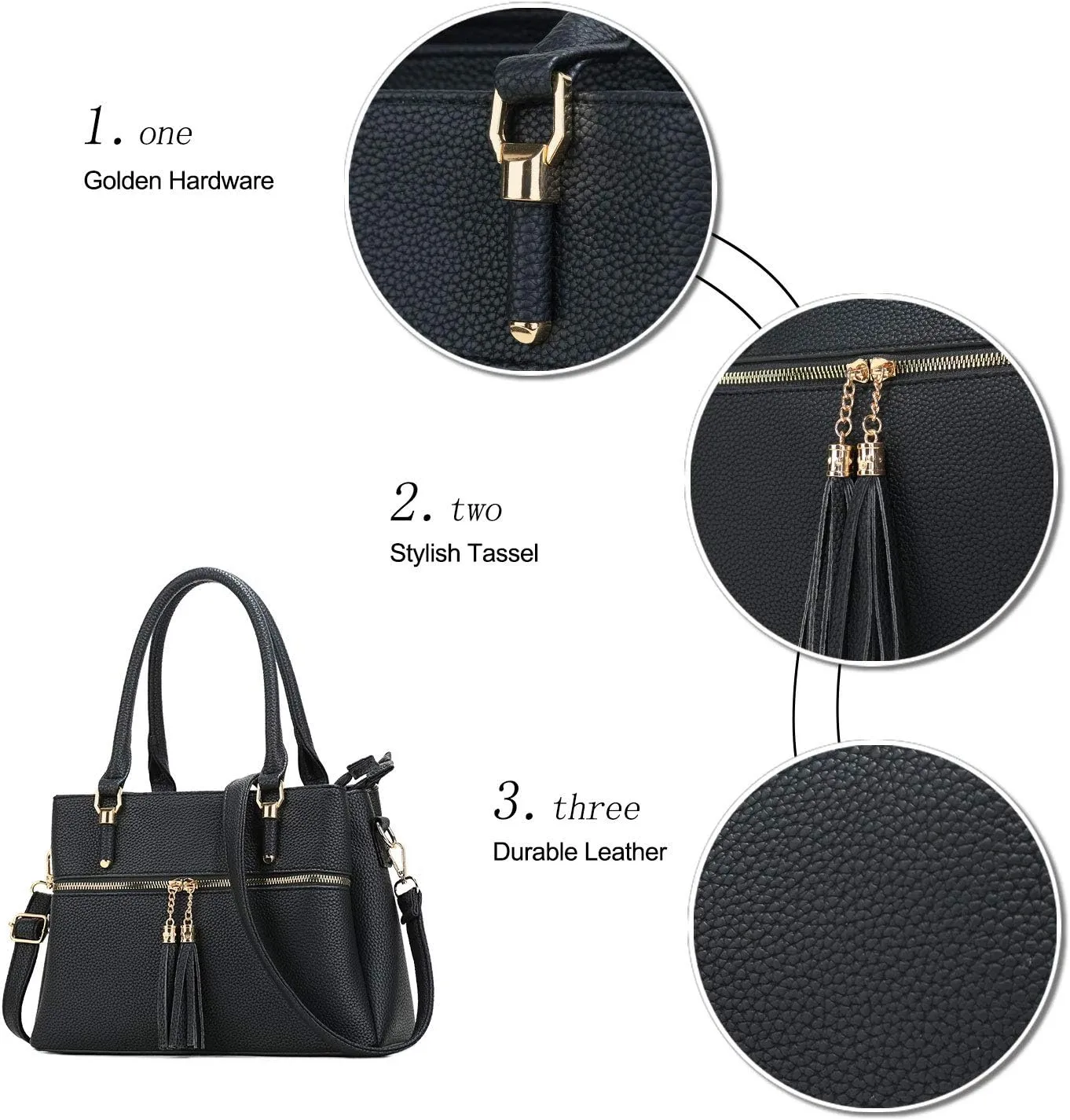 KKXIU Women Satchel Bags Handle Shoulder Handbags and Purses Pockets Zipper Leather Crossbody Bags
