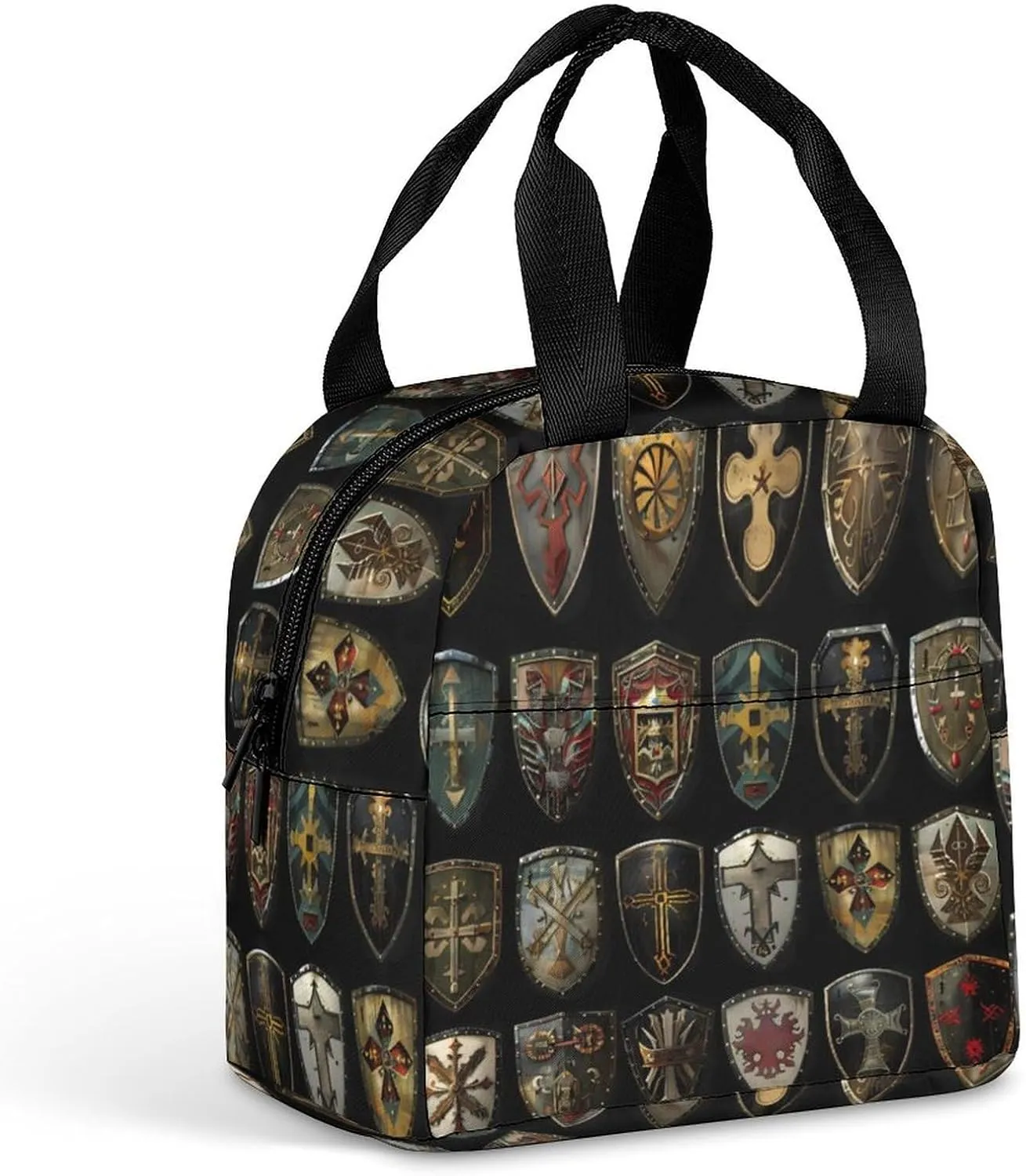 Knight Shield Funny Reusable Lunch Bag Insulated Tote Box Cooler Food Handbags Case For Women Men 8.5 X 8 X 5 Inches