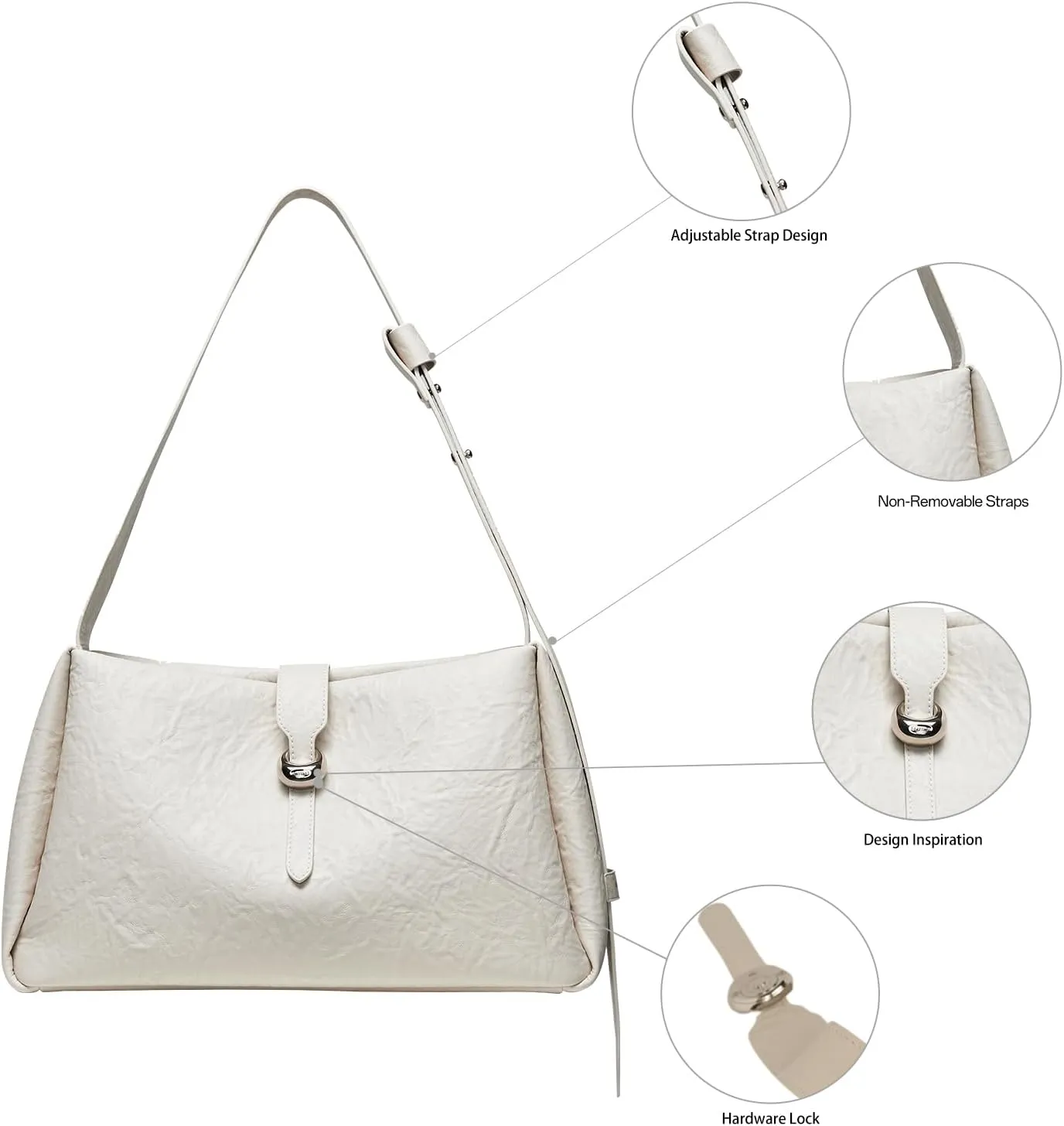 LA FESTIN Cowhide Leather Purses For Women Trendy - Large Capacity Satchel Bag with Adjustable Strap Women's Crossbody Purse
