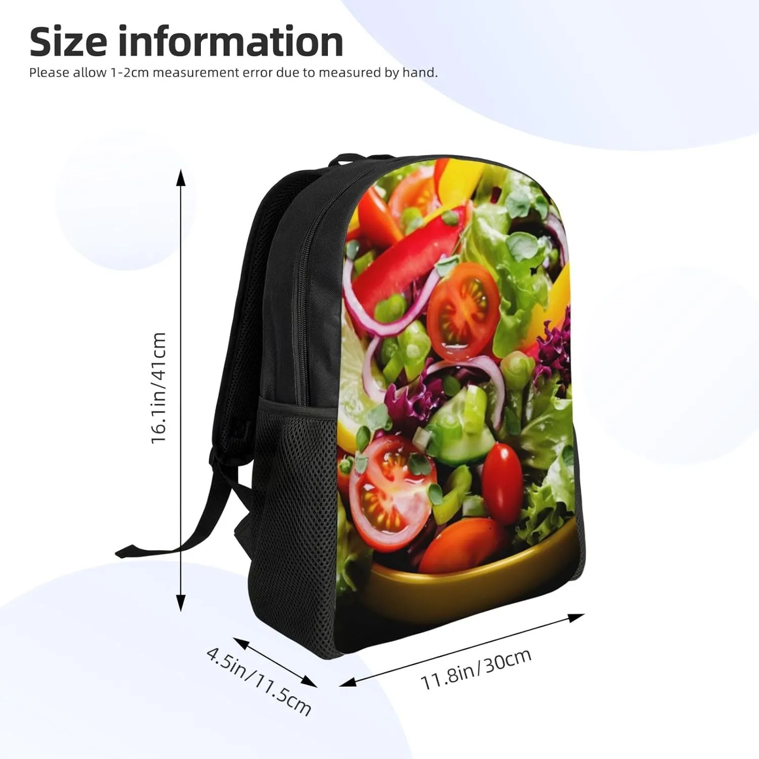 Laptop Backpack for Women Men Carry-on Backpack Colorful Various Salad Daypack Lightweight Travel Shoulder Bags