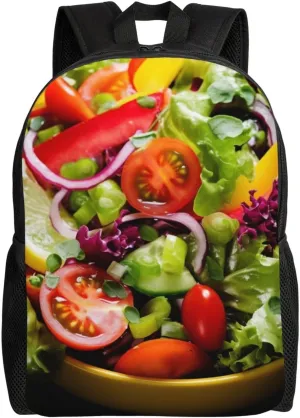 Laptop Backpack for Women Men Carry-on Backpack Colorful Various Salad Daypack Lightweight Travel Shoulder Bags