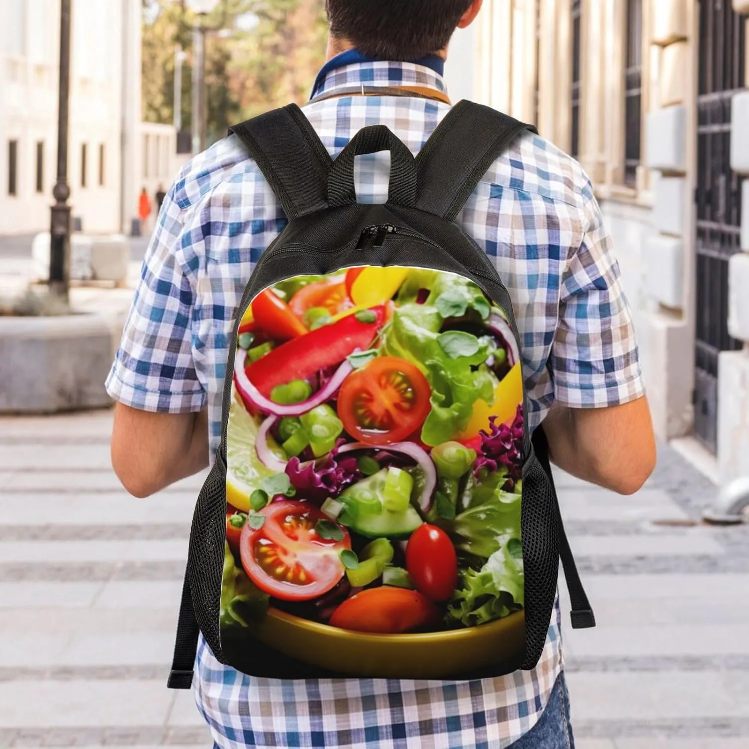 Laptop Backpack for Women Men Carry-on Backpack Colorful Various Salad Daypack Lightweight Travel Shoulder Bags