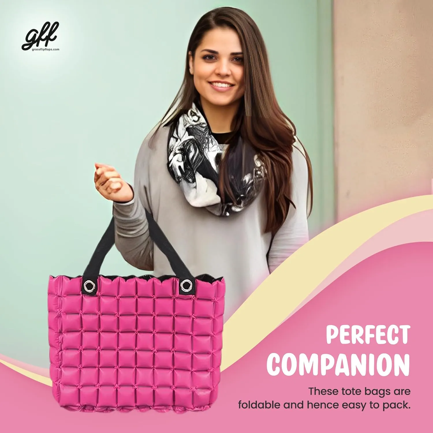 Large Beach Tote Bag for Women 16x14 Inch Foldable Travel Tote Bag Reversible - PVC Waterproof Beach Bags for Pool Shopping
