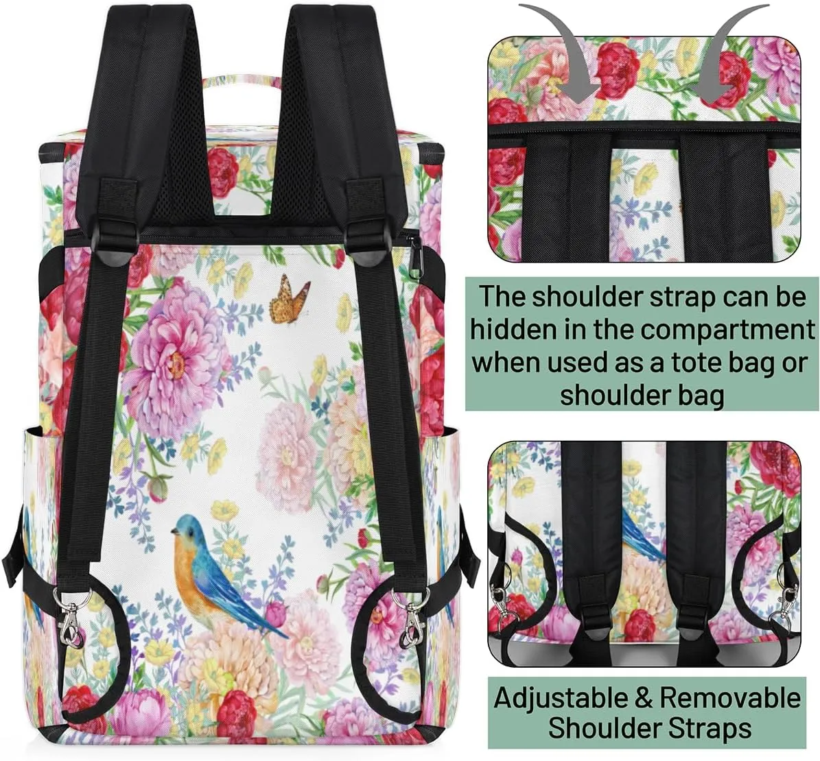 Large Sports Gym Bag With Shoe & Laptop Compartment 47L Waterproof Travel Duffel Bags for Men Women Colorful Pretty Flowers Luggage Backpack Duffle Bag
