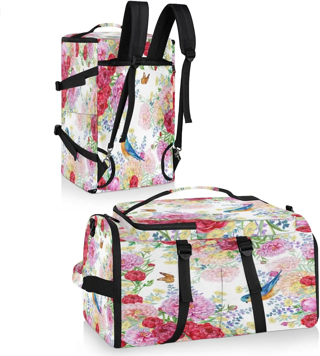Large Sports Gym Bag With Shoe & Laptop Compartment 47L Waterproof Travel Duffel Bags for Men Women Colorful Pretty Flowers Luggage Backpack Duffle Bag