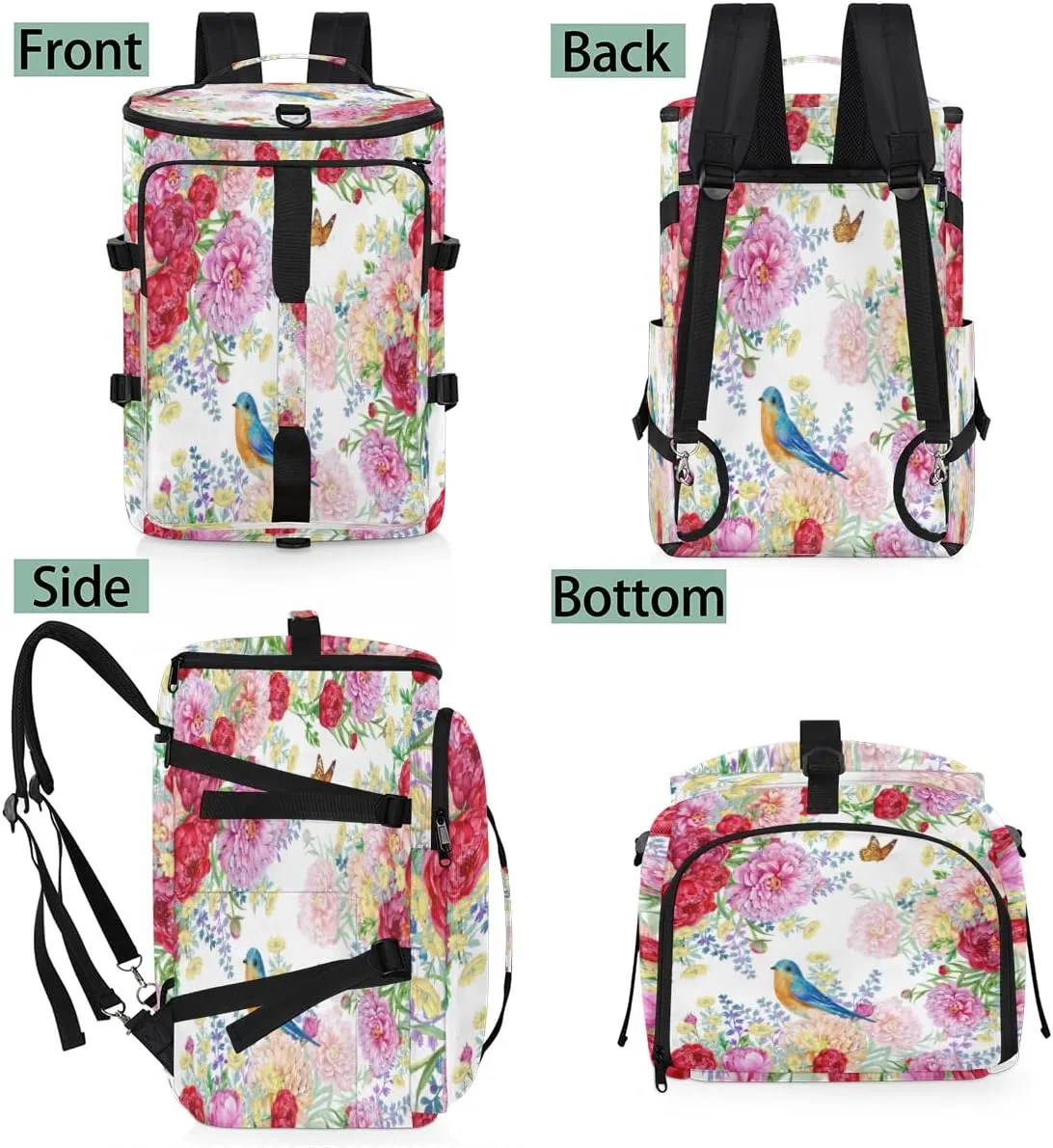 Large Sports Gym Bag With Shoe & Laptop Compartment 47L Waterproof Travel Duffel Bags for Men Women Colorful Pretty Flowers Luggage Backpack Duffle Bag