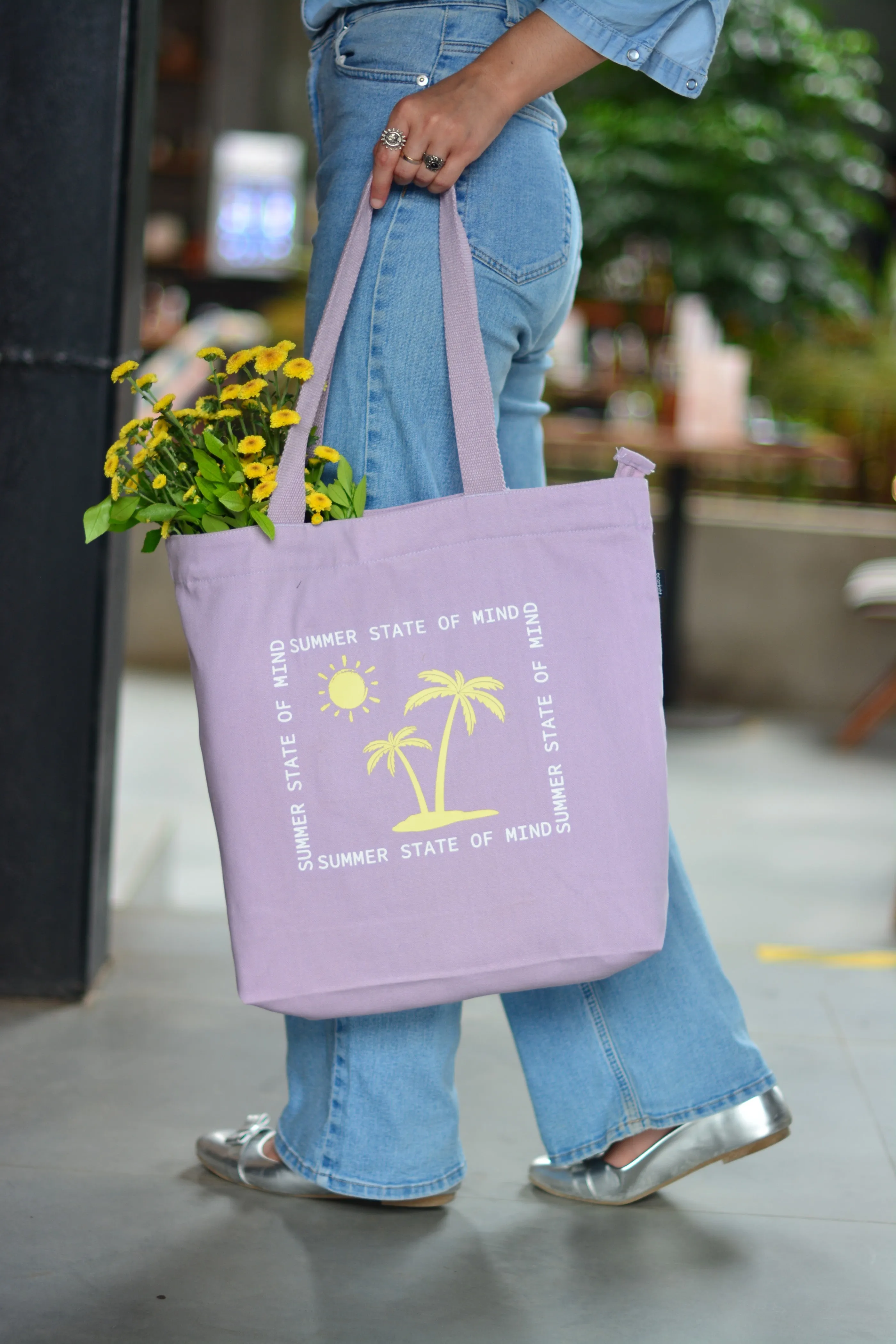 Large Zipper Tote Bag - Sunny Side