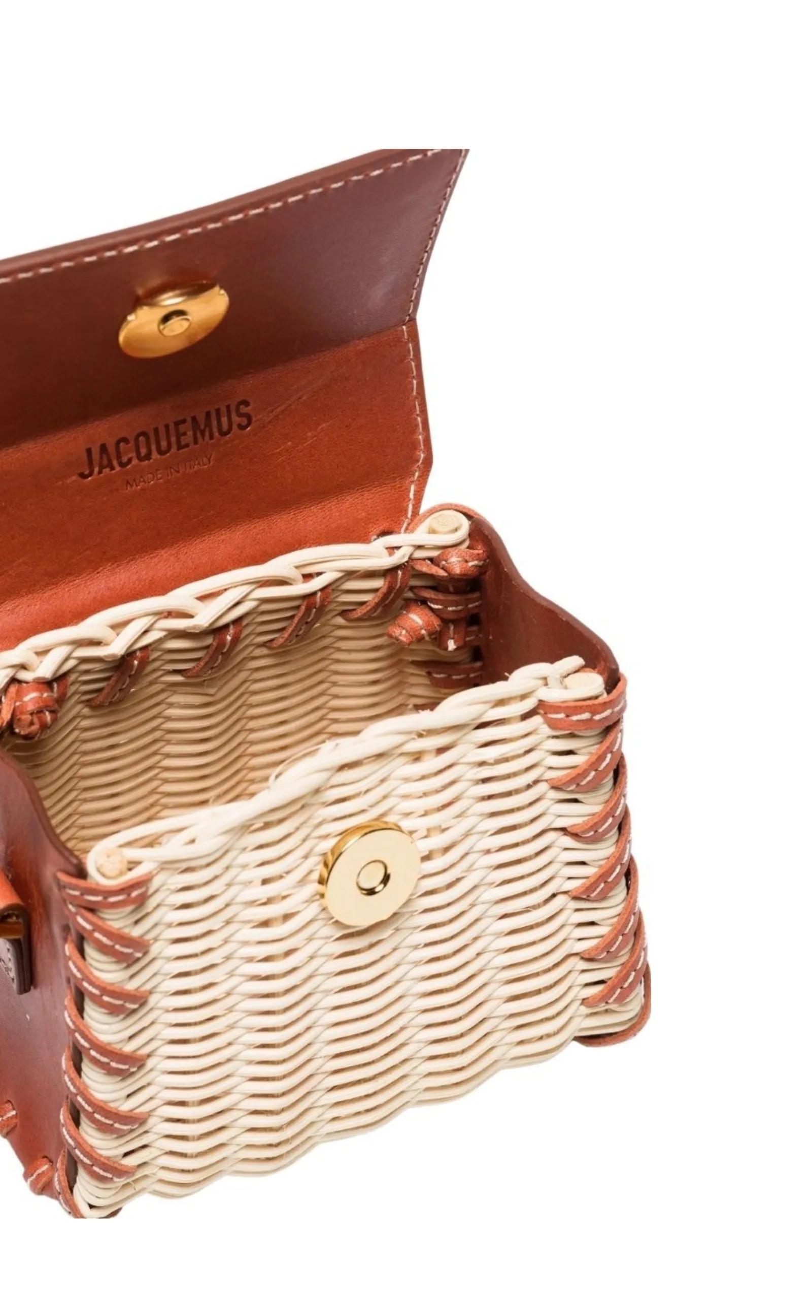 Leather and Rattan Chiquito Mini-Bag in Brown