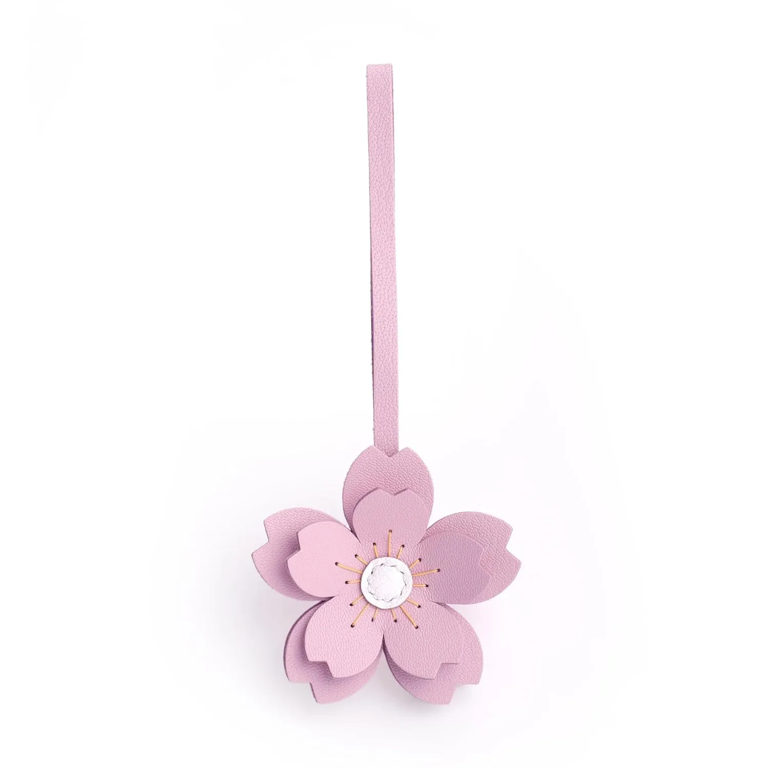 Leather Cherry Blossom Charm for Handbags, Purses, Totes, Keychains and Cars Handmade with Alran Sully Goatskin (Leather strap)
