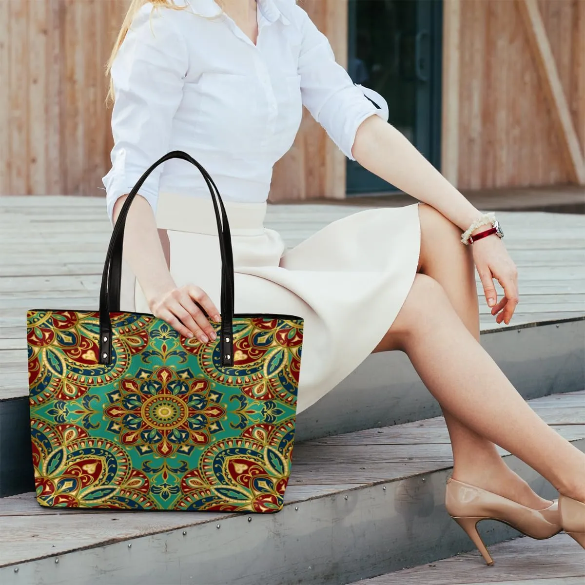 Leather Tote Bag for Women Fashion Shoulder Bag Purses and Handbags Large Capacity Satchel Bags for Work Travel