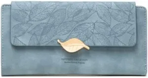 Leather Wallet Pu Leather Women's Wallet Portable Large Capacity Long Purse Clutch Girls Fashion and Elegant Coin Pocket Large Capacity (Blue,9.5x19cm)