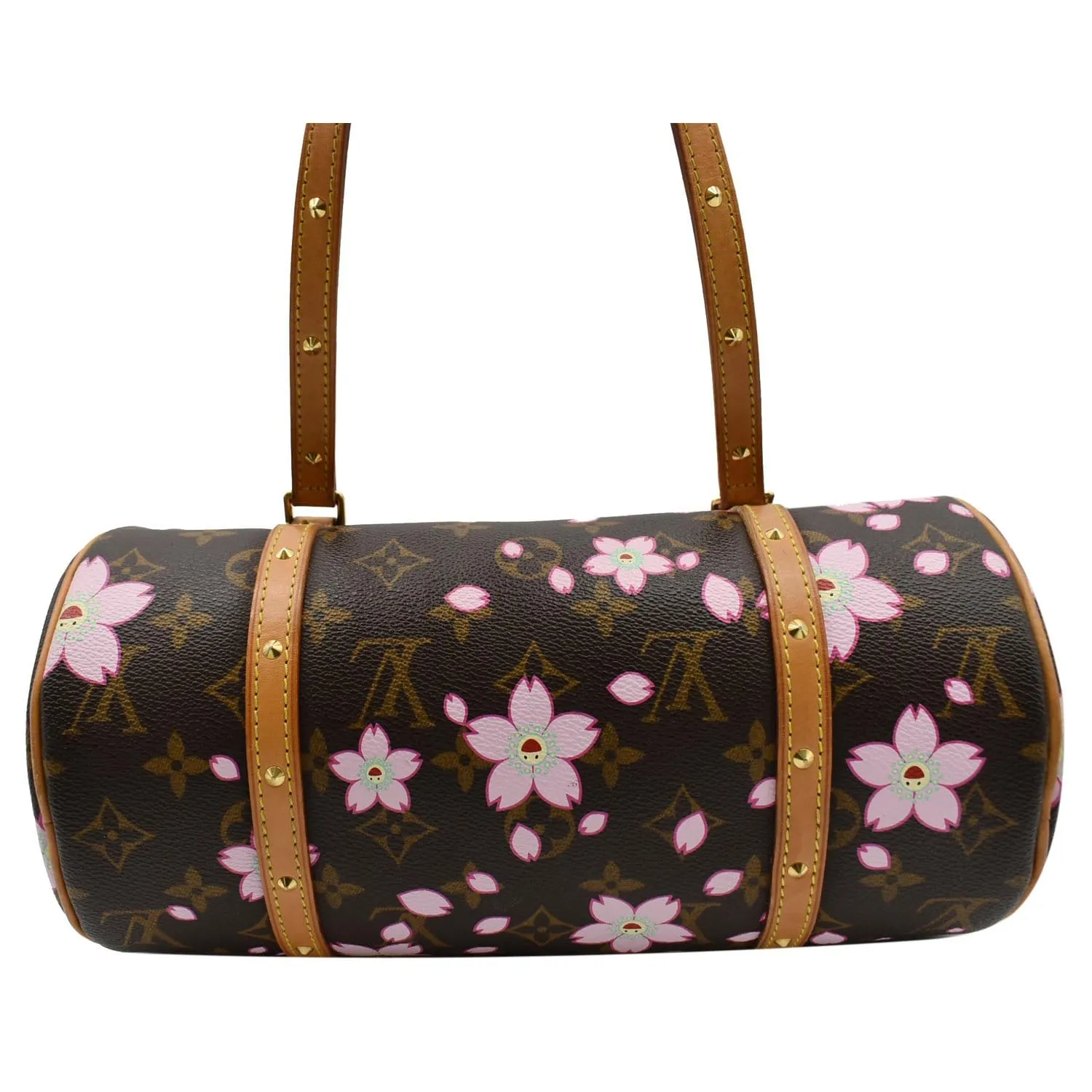 LOUIS VUITTON Papillon Monogram Cherry Blossom Tote Handbag Brown