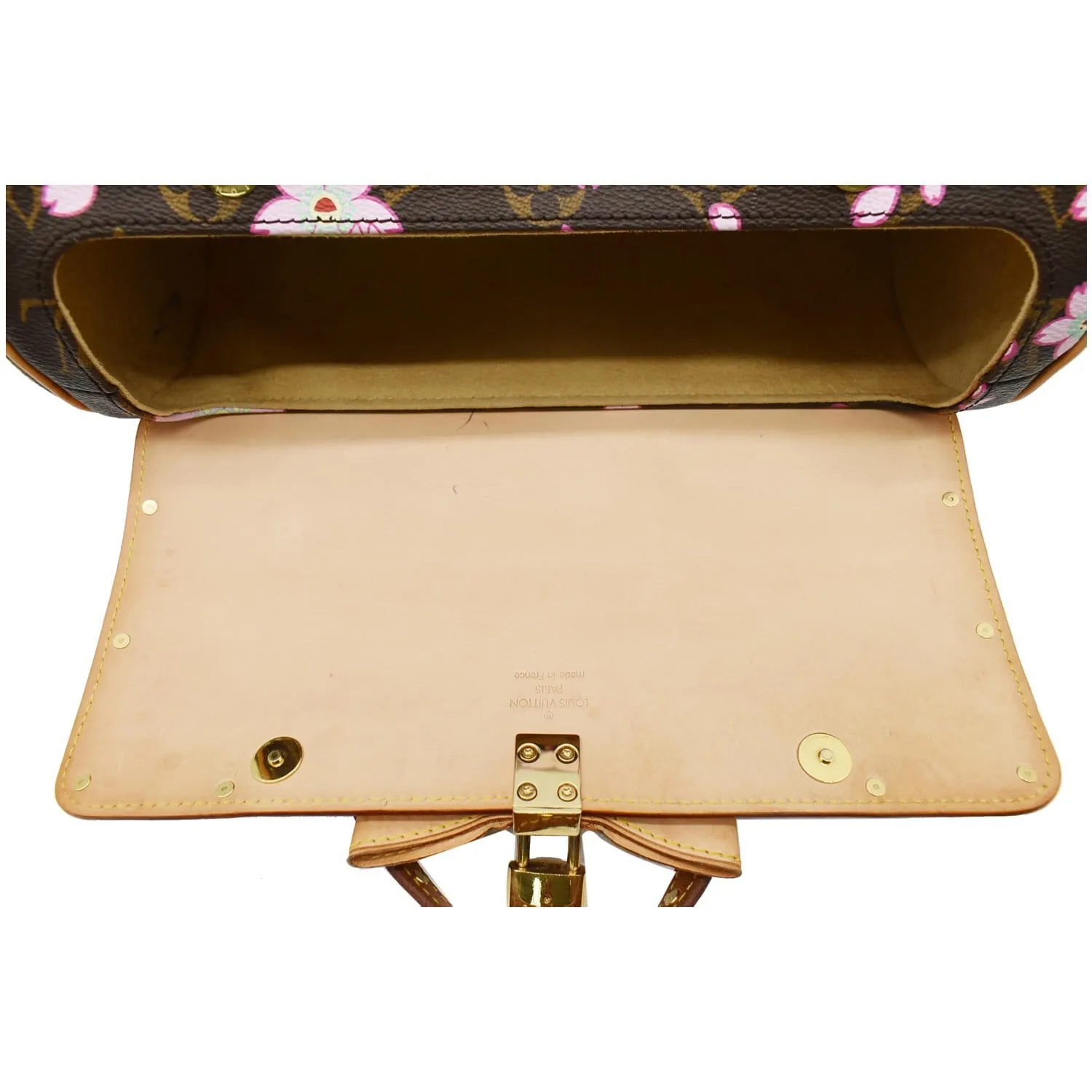 LOUIS VUITTON Papillon Monogram Cherry Blossom Tote Handbag Brown