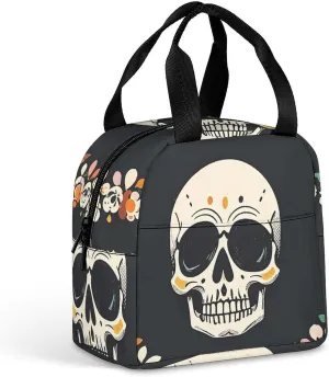 Lunch Bag for Adults A Wreath Surrounds The Skeleton Lunch Box for Women Men Insulated Lunch Tote Bag Leakproof Cooler Bag Reusable Lunchbox Lunch Organizer for Work Picnic Beach