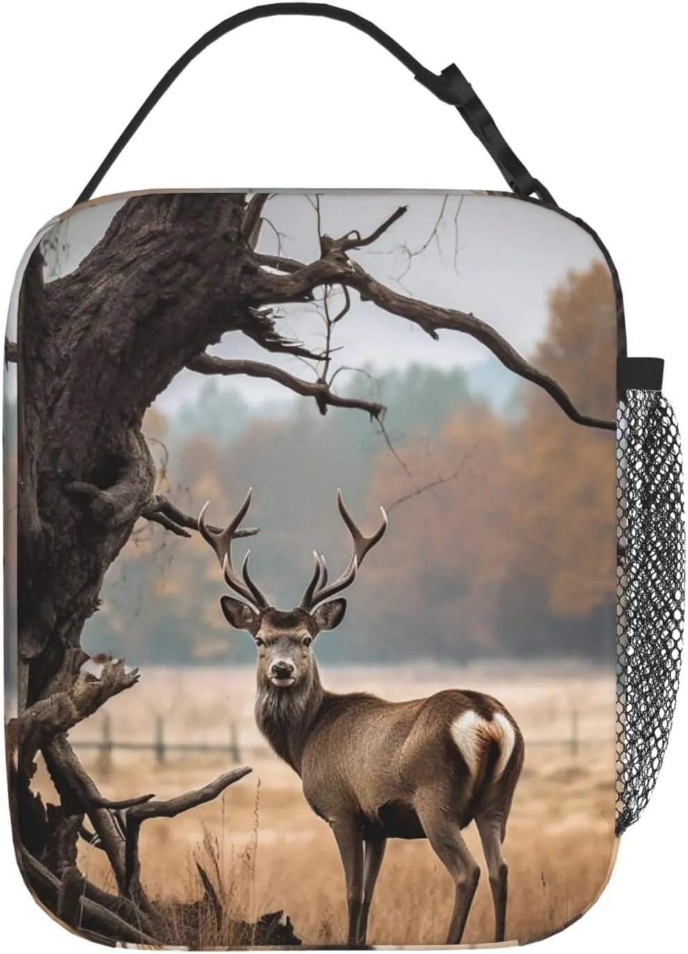 Lunch Bag for Women Men Brown Deer Near Withered Tree Insulated Lunch Box Large Capacity Lunchbox Reusable Lunch Tote Bag Leakproof Thermal Cooler Sack Food Handbags for Work Travel Picnic