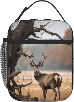 Lunch Bag for Women Men Brown Deer Near Withered Tree Insulated Lunch Box Large Capacity Lunchbox Reusable Lunch Tote Bag Leakproof Thermal Cooler Sack Food Handbags for Work Travel Picnic