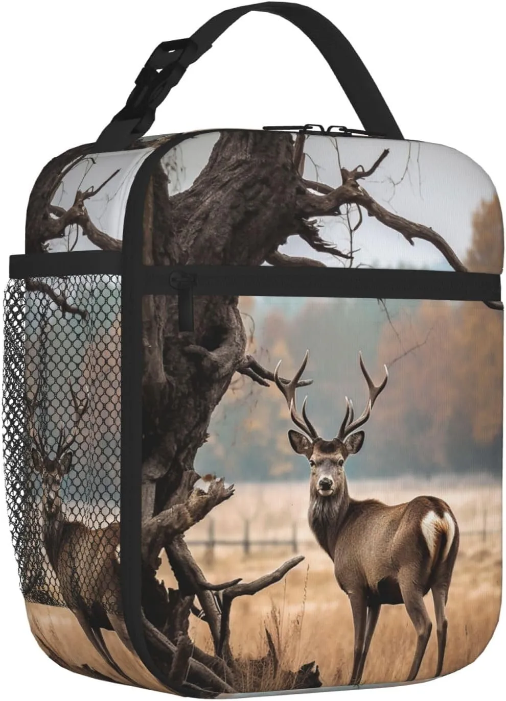 Lunch Bag for Women Men Brown Deer Near Withered Tree Insulated Lunch Box Large Capacity Lunchbox Reusable Lunch Tote Bag Leakproof Thermal Cooler Sack Food Handbags for Work Travel Picnic