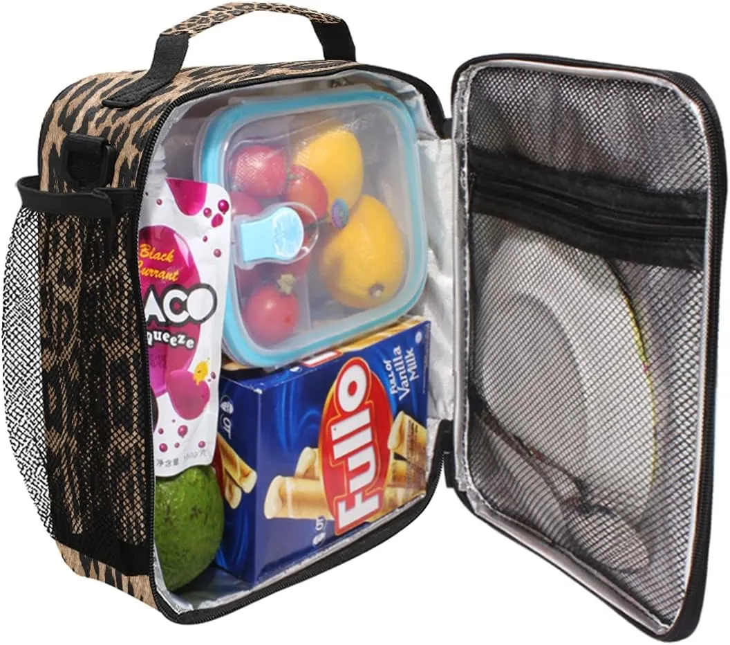 Lunch Bag Insulated Boxes Cheeteh Leopard Print Cooler Lunch Handbags African American Woman Organizer Containers for Picnic School Office