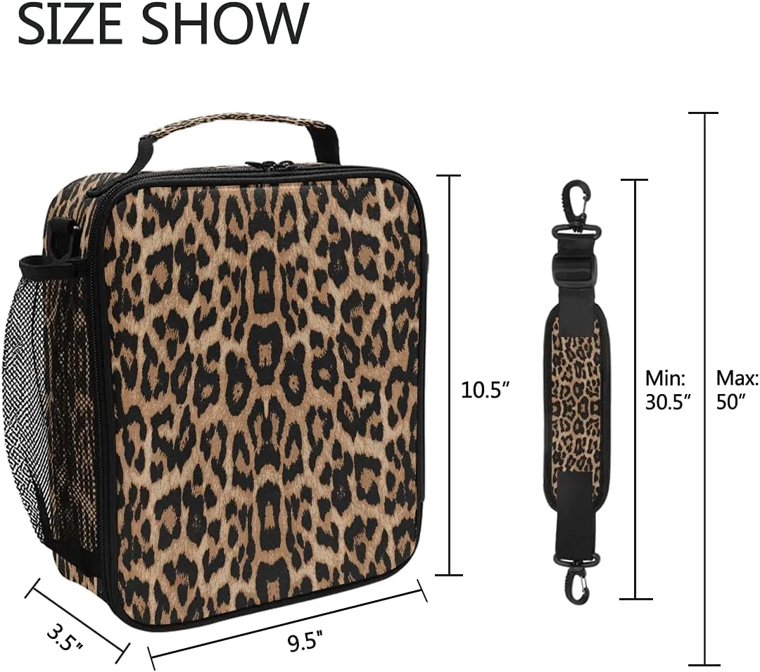 Lunch Bag Insulated Boxes Cheeteh Leopard Print Cooler Lunch Handbags African American Woman Organizer Containers for Picnic School Office