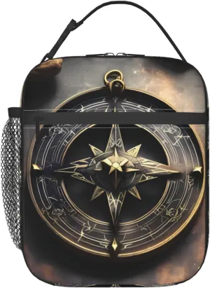 Magical Design Norse Runes Compass Lunch Tote Bag,Food Handbags Case For Women Lunch Box Insulated Lunch Container