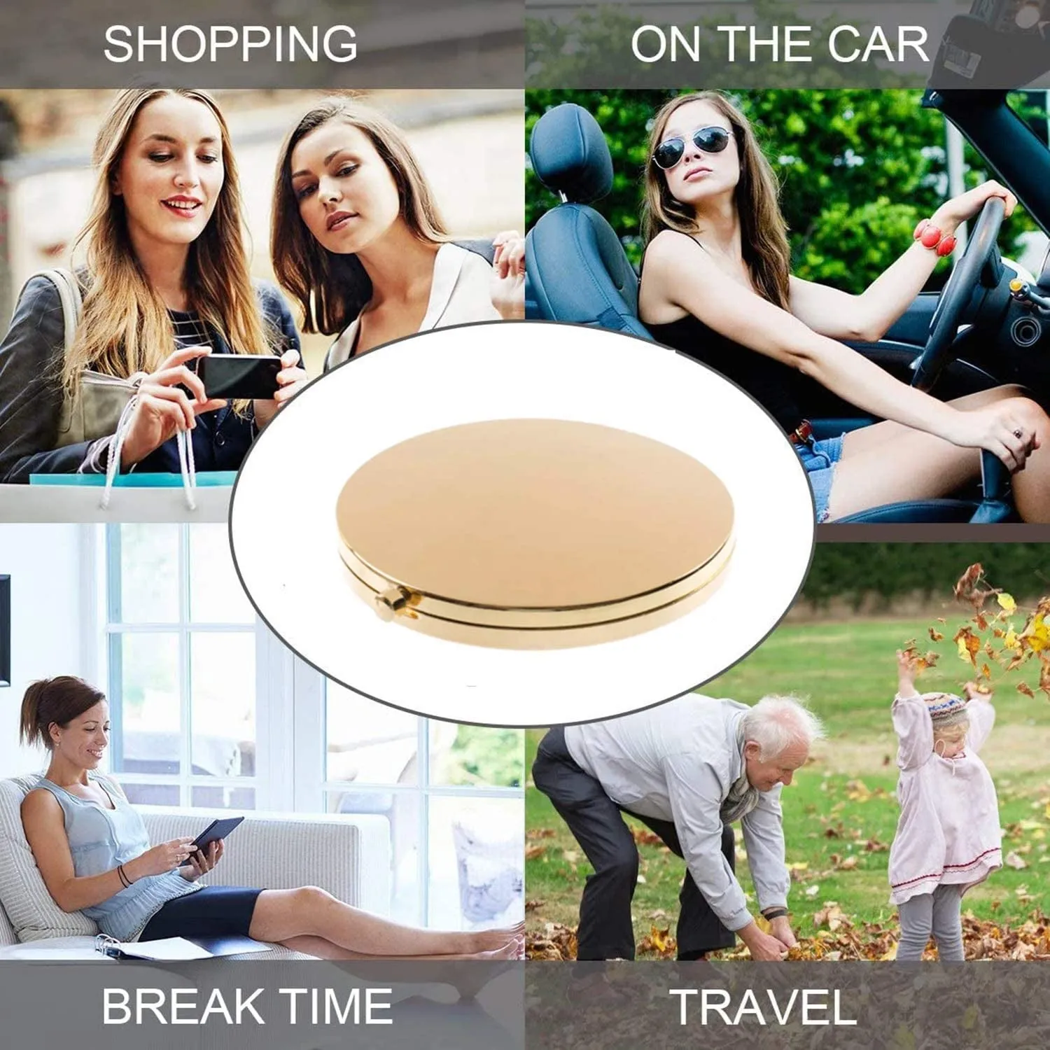 Magnifying Compact Mirror for Purses with 2 X 1X Magnification, Folding Mini Pocket Double Sided Travel Makeup Mirror,Perfect for Purse, Pocket Mirror for Gift