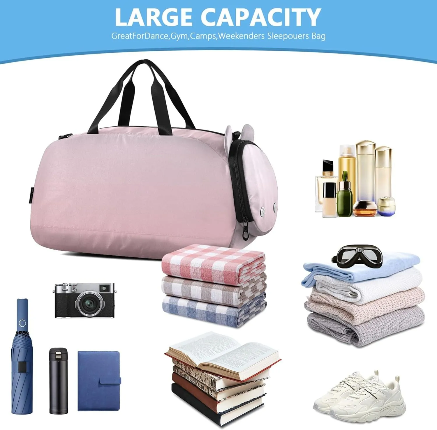 Magnolia Shell Pink Gradient Duffle Bags for Traveling Tote Weekend Duffel Overnight Kids Gym Duffle Carry on Duffel Bag Boys