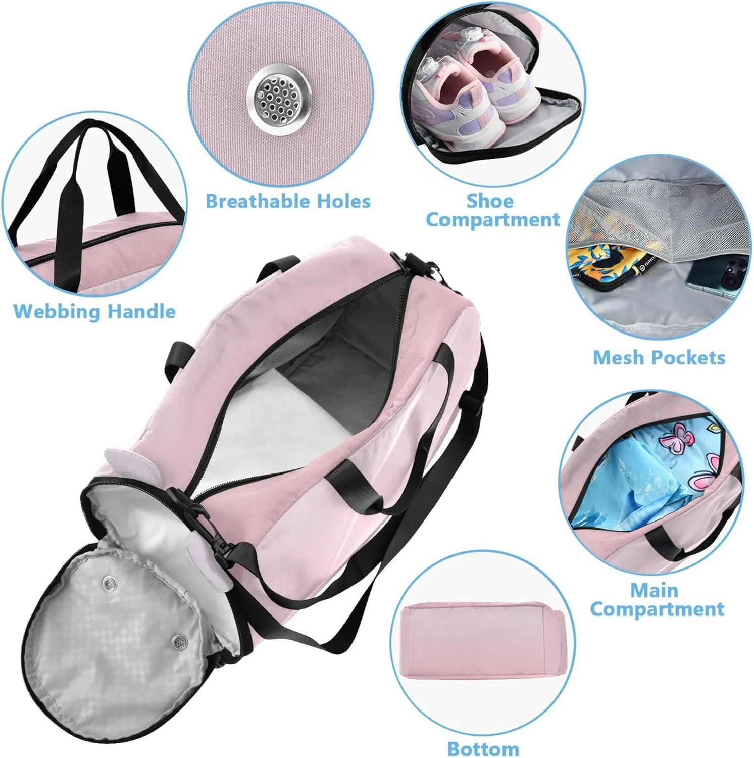 Magnolia Shell Pink Gradient Duffle Bags for Traveling Tote Weekend Duffel Overnight Kids Gym Duffle Carry on Duffel Bag Boys