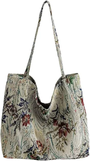 MakeMeChic Women's Floral Pattern Double Strap Large Shoulder Handbags Tote Bags