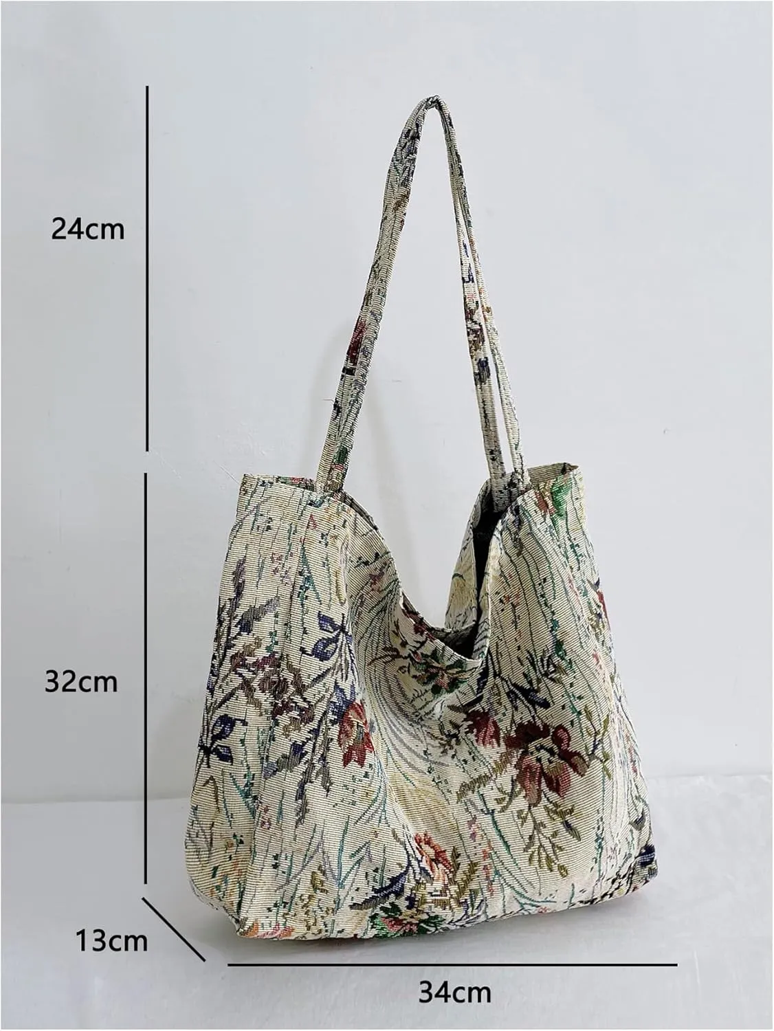 MakeMeChic Women's Floral Pattern Double Strap Large Shoulder Handbags Tote Bags