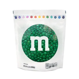 M&M’S WORLD Dark Green Milk Chocolate Candy, 5lbs of M&M'S in Resealable Pack for Candy Bars, Holiday Parties, Graduations, Christmas, Dessert Tables & DIY Party Favors